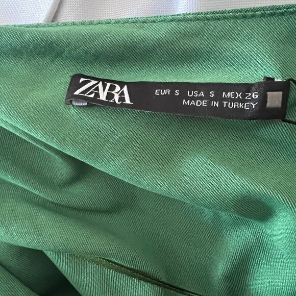 ZARA Green Cutout One Shoulder Linen Dress Size S - Picture 4 of 4